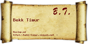 Bekk Timur névjegykártya